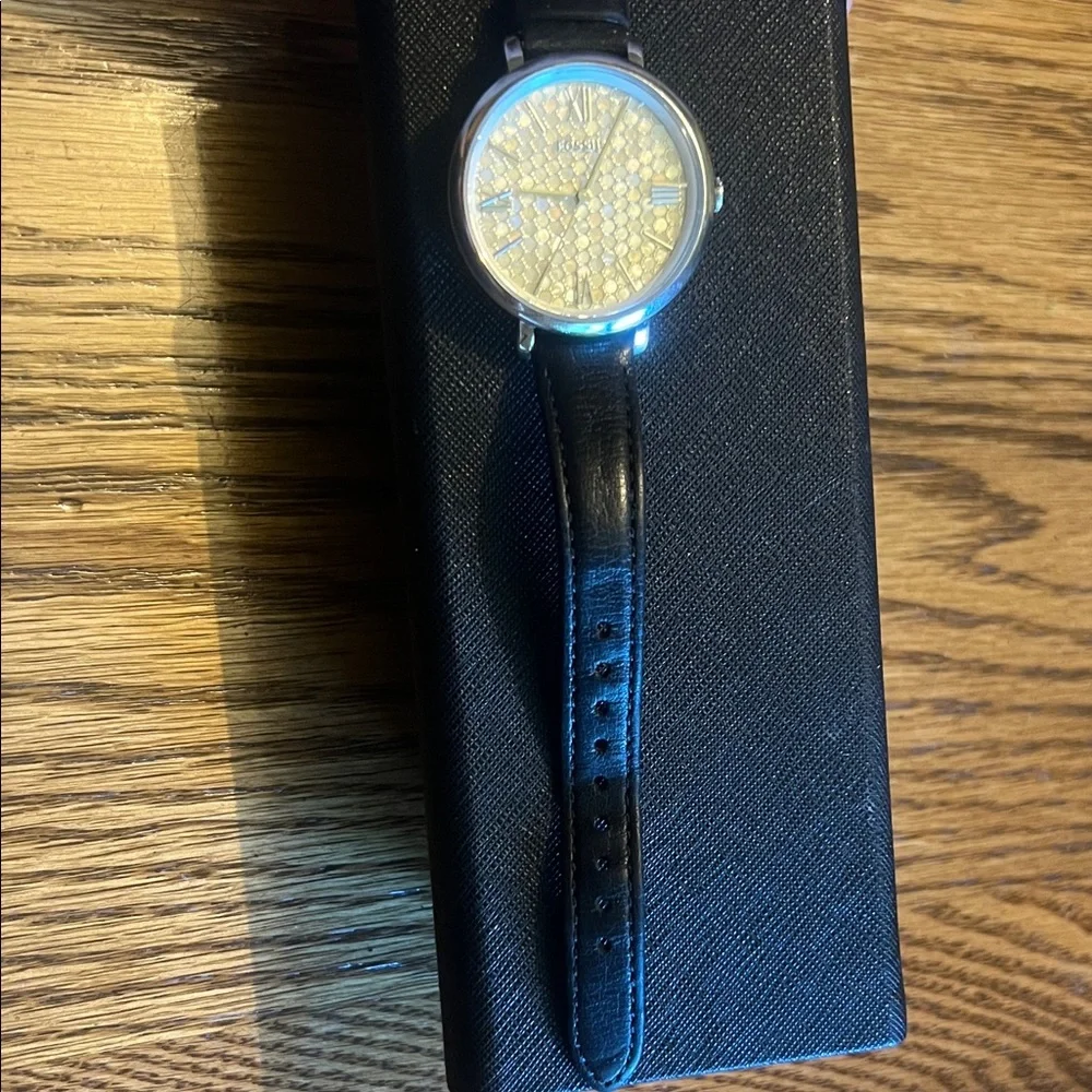 Fossil mosaic face Silver and Black Women's Watch